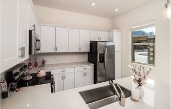 Custom kitchen with decorative backsplash